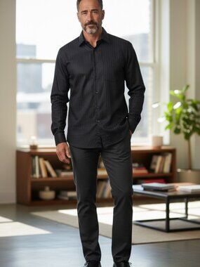 Alfred Sung Long Sleeve Dress Shirt Black 17" 36/37